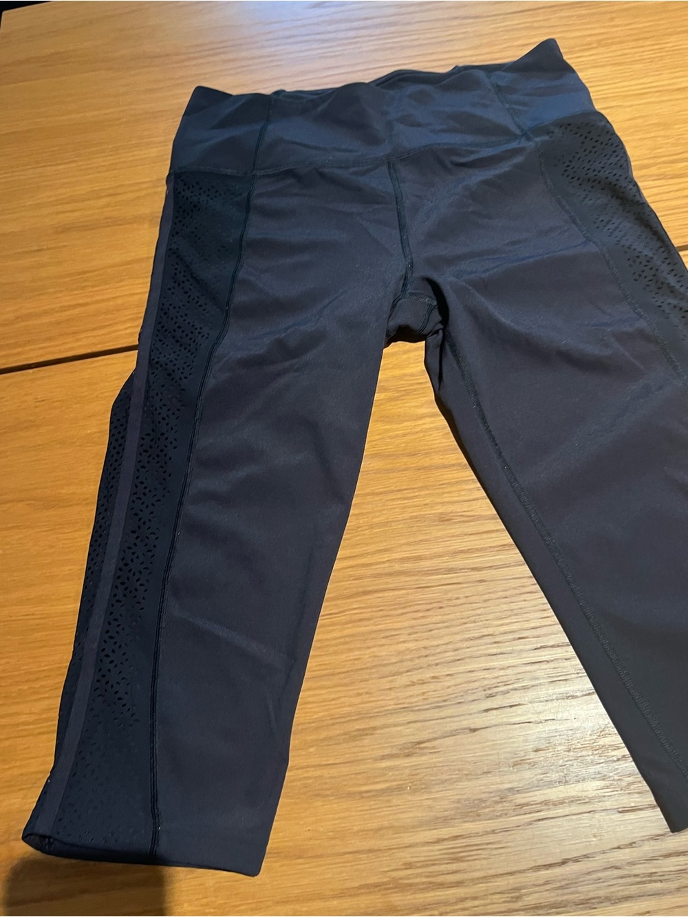 lululemon athletica Black Capri Leggings with Perforated Side Panels